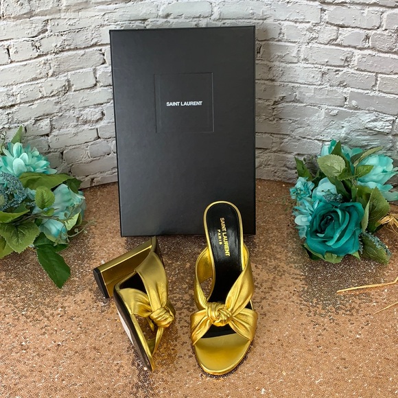 Saint Laurent Shoes - Saint Laurent Loulou Tie Sandal, Size 8US - Metallic
